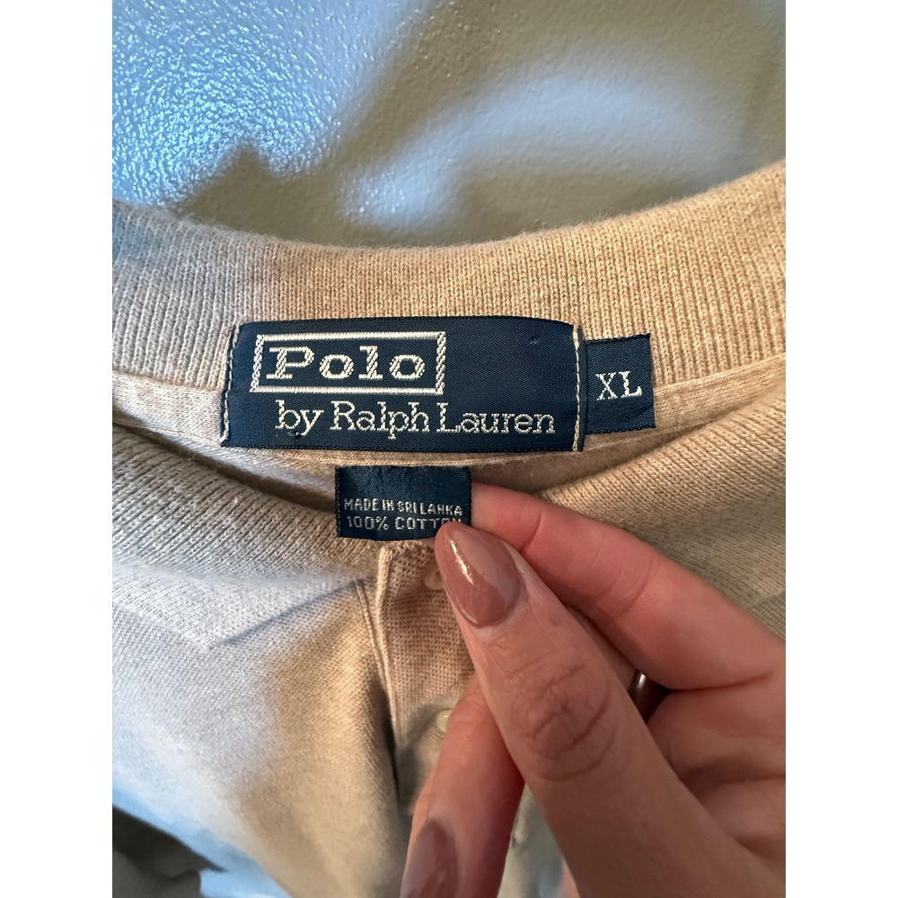 Polo Ralph Lauren Polo Shirt Mens XL Beige Good Short Sleeve Cotton Pique Logo - Picture 3 of 6